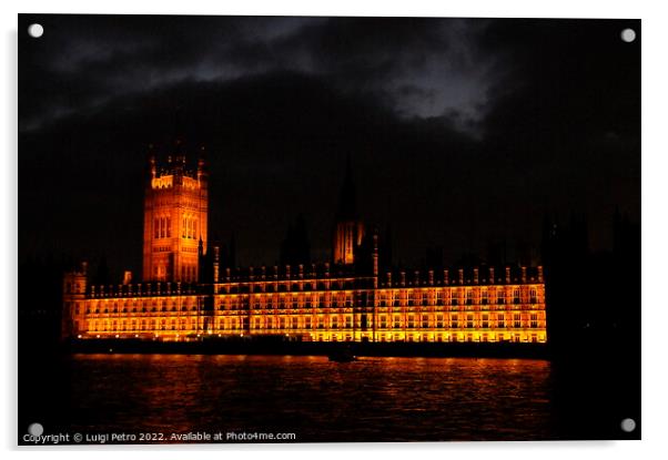 The Palace of Westminster at night, London, United Kingdom, Acrylic by Luigi Petro