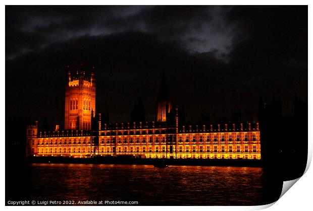 The Palace of Westminster at night, London, United Kingdom, Print by Luigi Petro