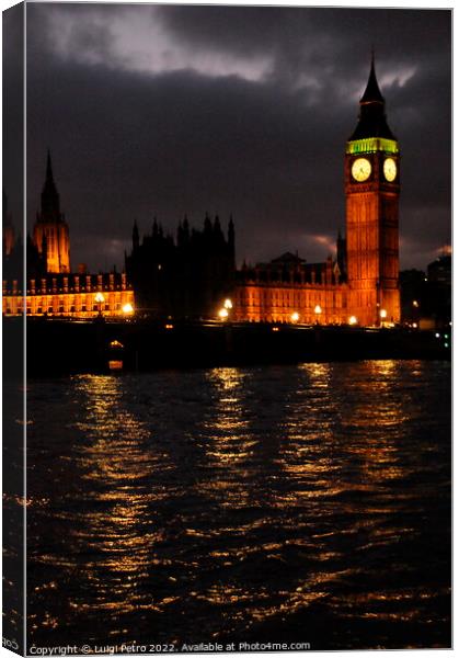 Panoramic view across the Thames  of Westminster and Big Ben at n Canvas Print by Luigi Petro