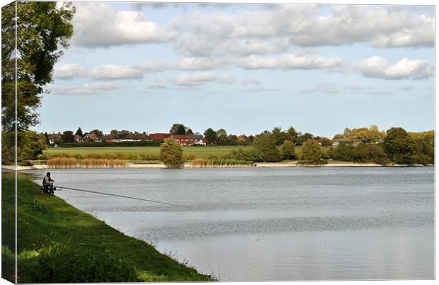 Fishing on Marsworth Reservoir Canvas Print by graham young