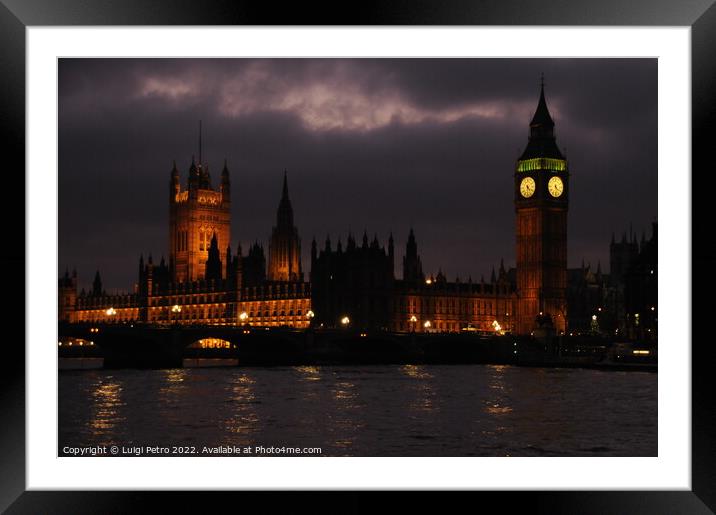 Stormy night over Westminster ,London, United Kingdom. Framed Mounted Print by Luigi Petro