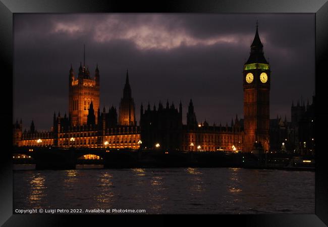 Stormy night over Westminster ,London, United Kingdom. Framed Print by Luigi Petro
