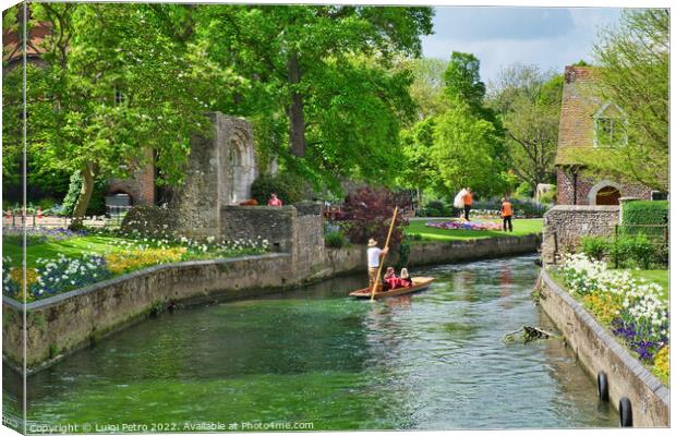 Great Stour river in Westgate Gardens, Canterbury, Canvas Print by Luigi Petro