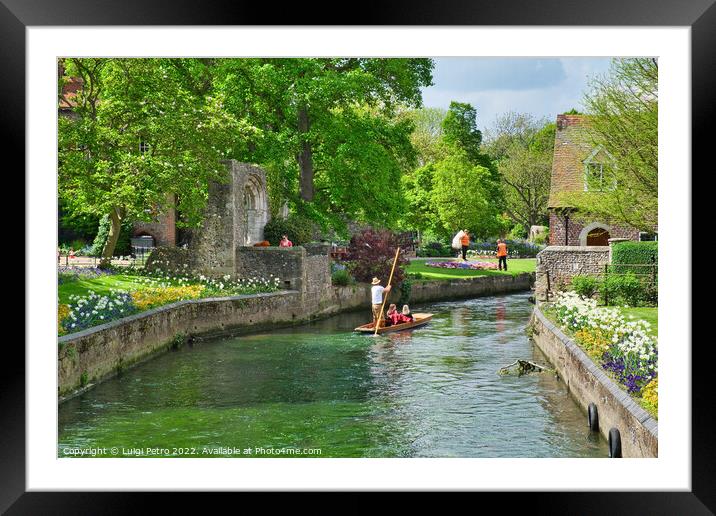 Great Stour river in Westgate Gardens, Canterbury, Framed Mounted Print by Luigi Petro
