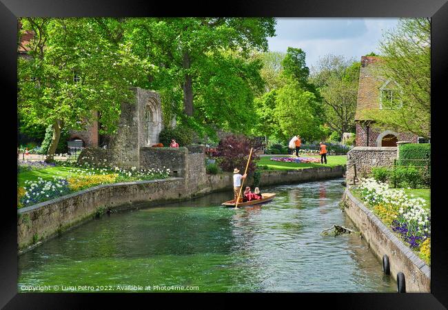 Great Stour river in Westgate Gardens, Canterbury, Framed Print by Luigi Petro