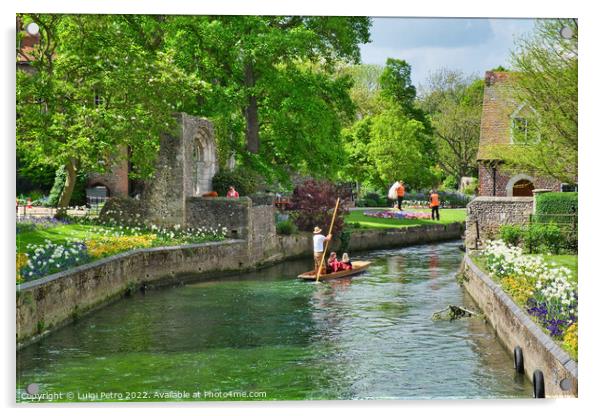 Great Stour river in Westgate Gardens, Canterbury, Acrylic by Luigi Petro