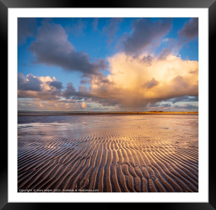 Ripples at sunset on Instow Beach Framed Mounted Print by Gary Holpin