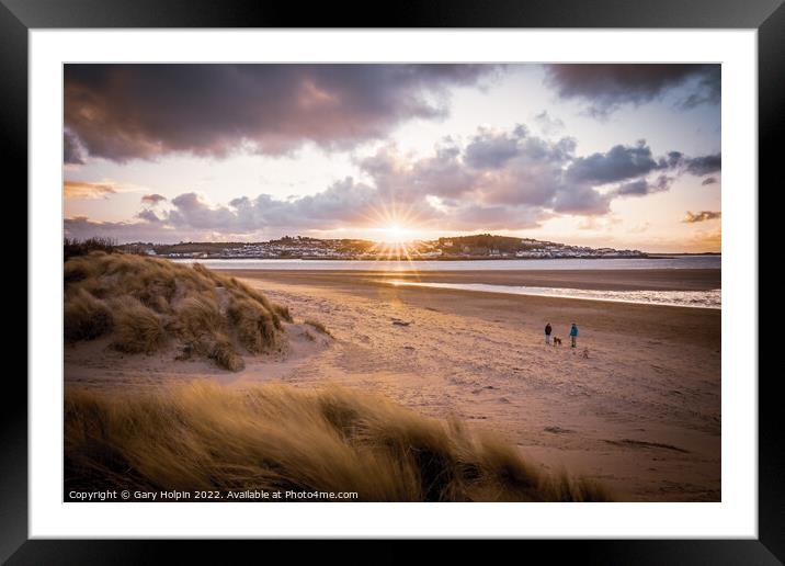 Instow beach sunset Framed Mounted Print by Gary Holpin
