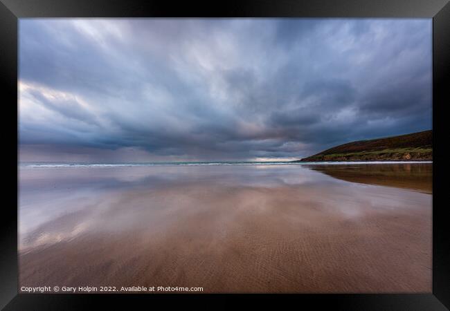 Saunton Sands reflections Framed Print by Gary Holpin