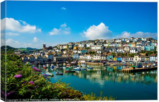 A Serene September Day in Brixham Harbour Canvas Print by Paul F Prestidge