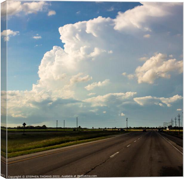 Big Awesome Clouds Over HWY 59 Canvas Print by STEPHEN THOMAS