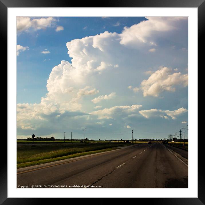 Big Awesome Clouds Over HWY 59 Framed Mounted Print by STEPHEN THOMAS