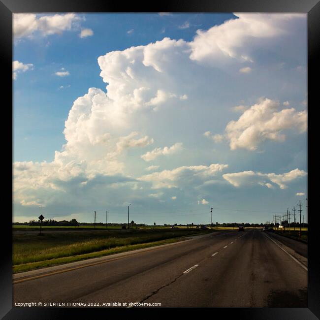 Big Awesome Clouds Over HWY 59 Framed Print by STEPHEN THOMAS