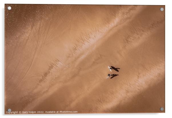 Woolacombe Beach surfers Acrylic by Gary Holpin