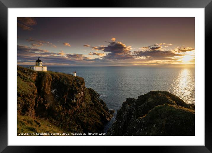 St Abbs head lighthouse at golden hour Framed Mounted Print by Scotland's Scenery