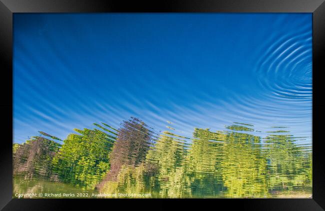 Tree reflections in the lake ripples Framed Print by Richard Perks