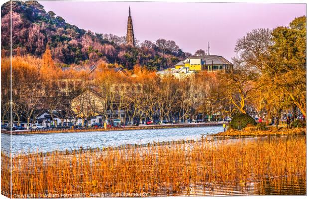 Ancient Baochu Pagoda West Lake Hangzhou Zhejiang China Canvas Print by William Perry