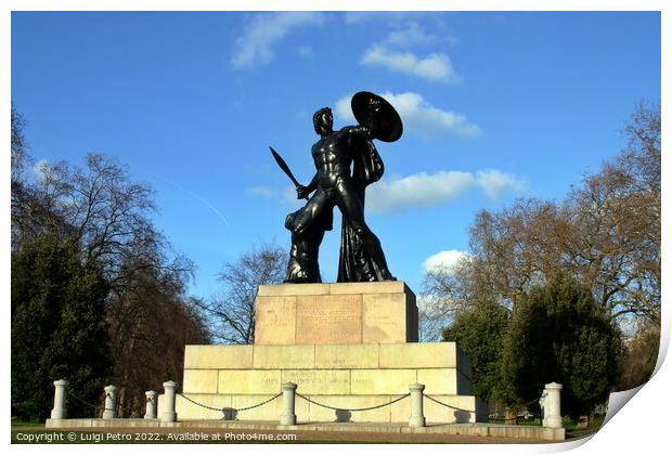 Statue of Achilles in Hyde Park, London. Print by Luigi Petro