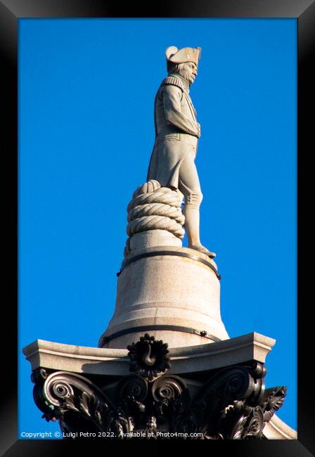 Low angle view of Nelson Column , London, UK. Framed Print by Luigi Petro