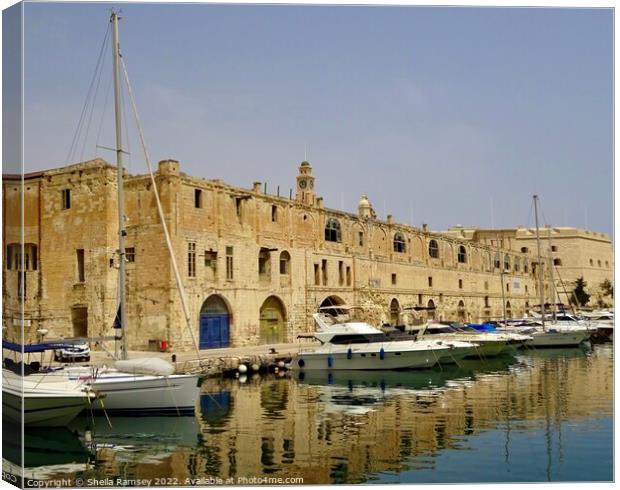 Old Harbour Three Cities Malta Canvas Print by Sheila Ramsey