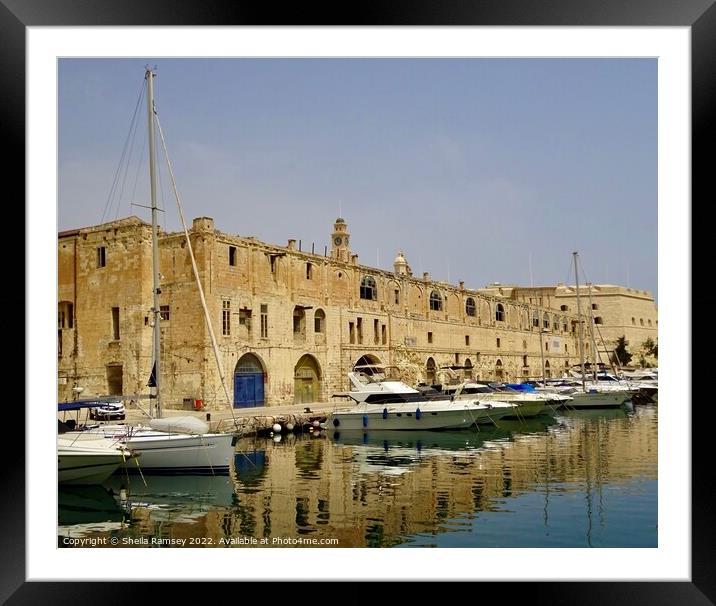 Old Harbour Three Cities Malta Framed Mounted Print by Sheila Ramsey