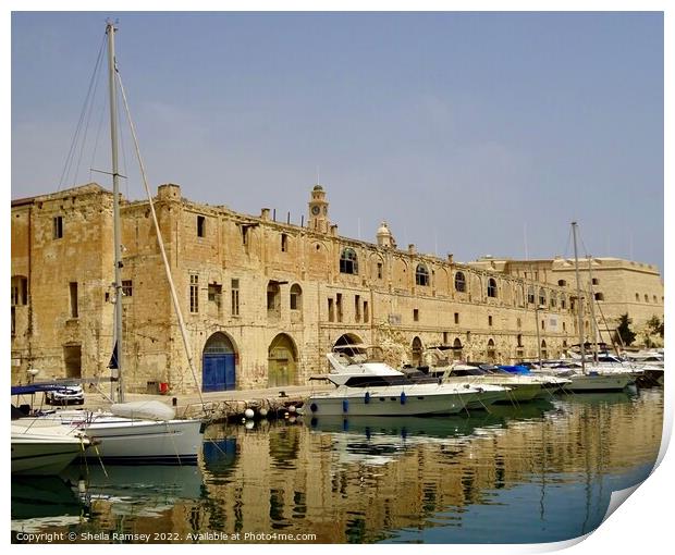Old Harbour Three Cities Malta Print by Sheila Ramsey