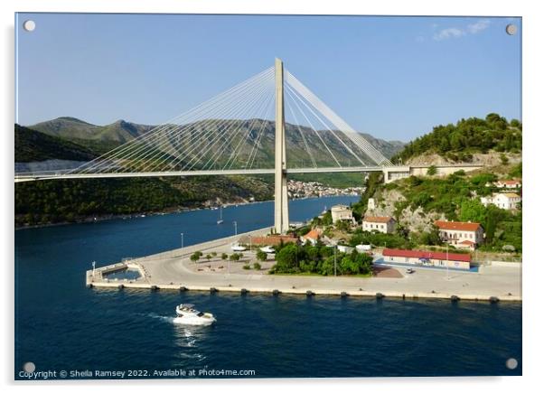 Franjo Tudman Bridge Dubrovnik Acrylic by Sheila Ramsey