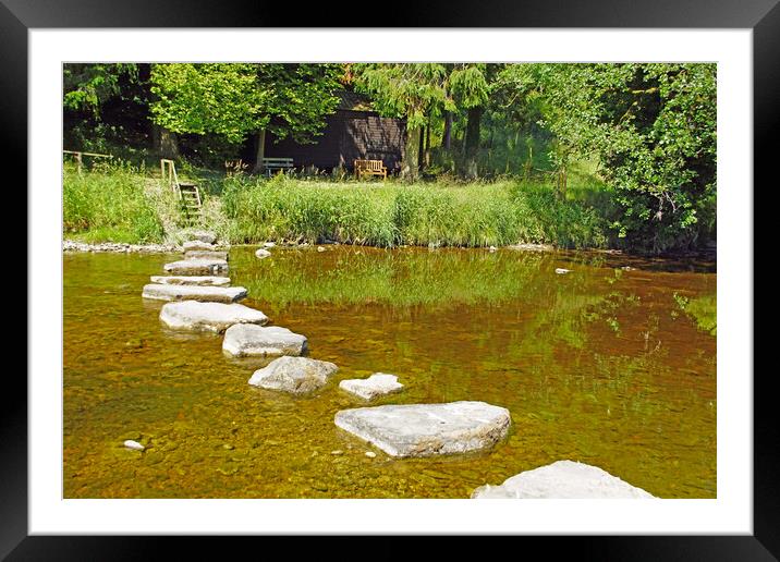 Stepping stones on River Ribble, Lancashire. Framed Mounted Print by David Birchall