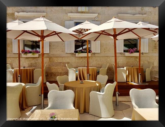 Restaurant Terrace Dubrovnik Framed Print by Sheila Ramsey