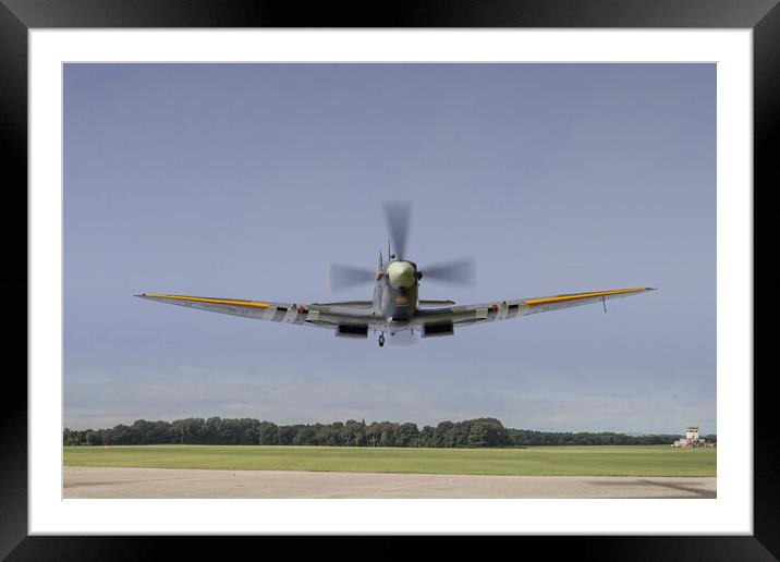 Spitfire, low level flypast Framed Mounted Print by Simon Westwood