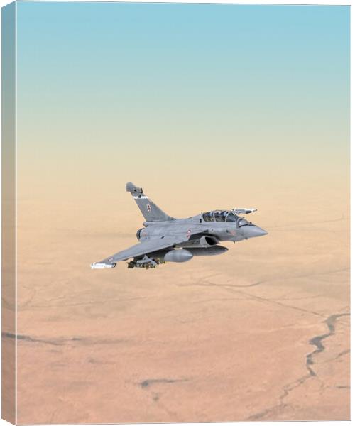 Rafale B, French Air Force, over Africa Canvas Print by Simon Westwood