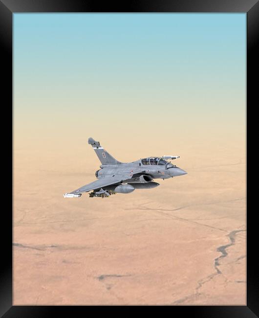 Rafale B, French Air Force, over Africa Framed Print by Simon Westwood