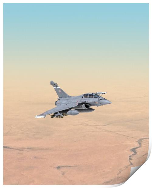 Rafale B, French Air Force, over Africa Print by Simon Westwood