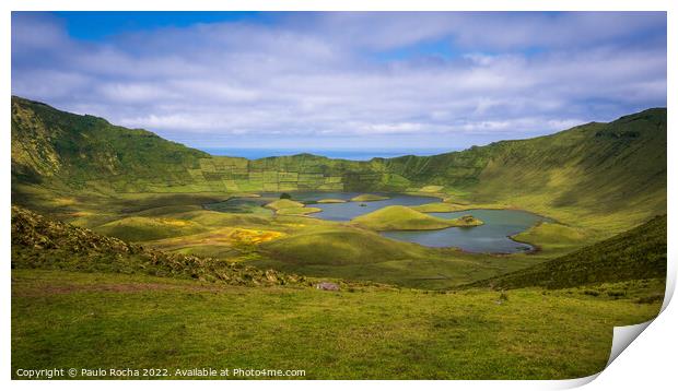 Caldeirao crater, Corvo island, Azores Print by Paulo Rocha