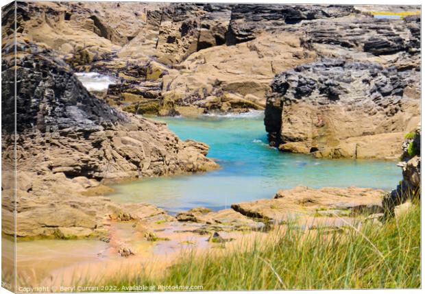 Majestic rock pools of Cornwall Canvas Print by Beryl Curran