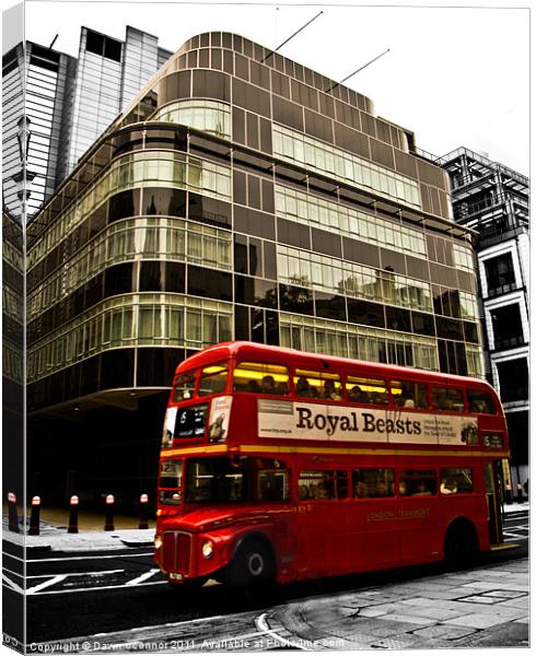 Express Building and London Bus Canvas Print by Dawn O'Connor