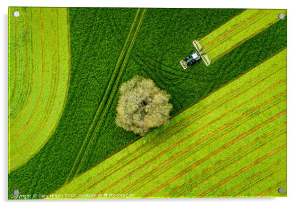 Farm mowing from the air Acrylic by Gary Holpin