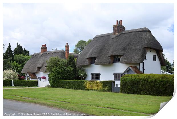 Essex Thatched Cottages Print by Stephen Hamer