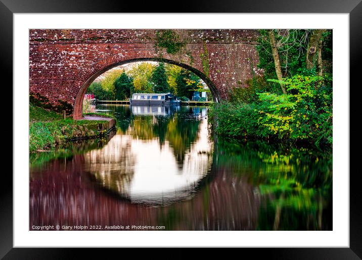 Canal boat reflections Framed Mounted Print by Gary Holpin