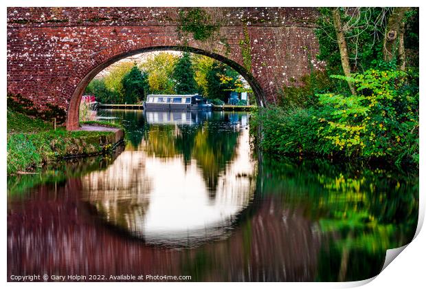 Canal boat reflections Print by Gary Holpin