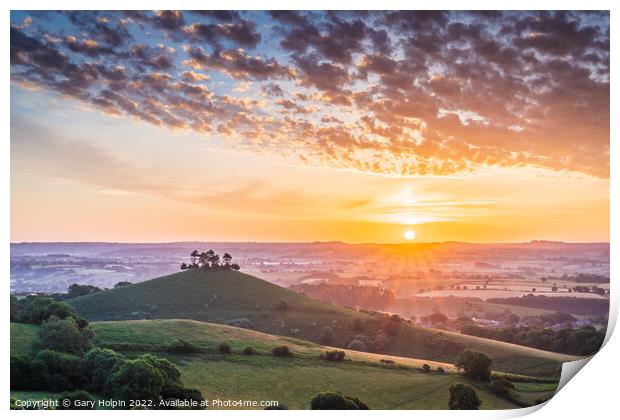 Dorset solstice sunrise Print by Gary Holpin