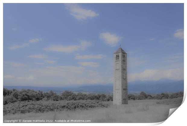 DREAMY EFFECT on the solitary medieval stone bell  Print by daniele mattioda