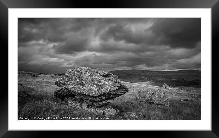 Erratic boulder on the Moors Framed Mounted Print by George Robertson