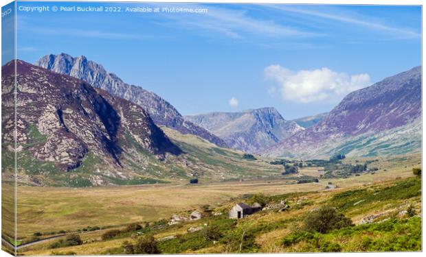 Mountains in Ogwen Valley in Snowdonia Wales Canvas Print by Pearl Bucknall