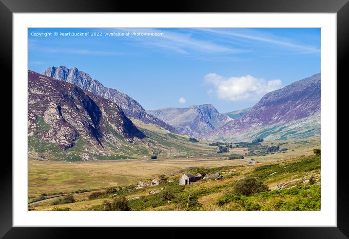 Mountains in Ogwen Valley in Snowdonia Wales Framed Mounted Print by Pearl Bucknall