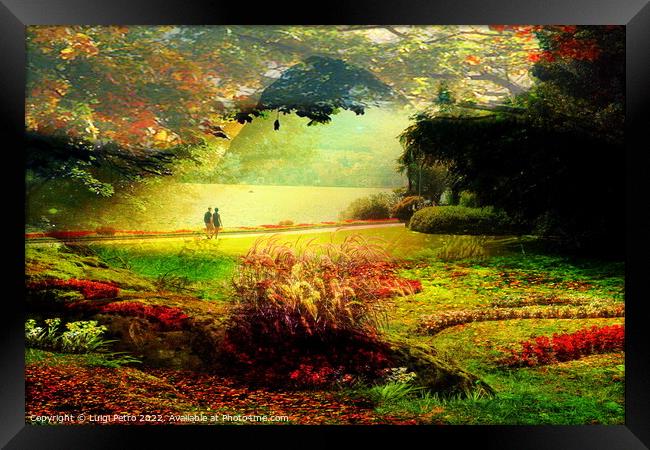 Walking through some enchanted gardens with a friend. Framed Print by Luigi Petro