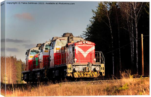 Three VR Diesel Locomotives At Speed Canvas Print by Taina Sohlman