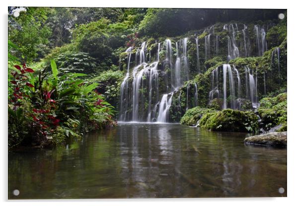 Banyu Wana Amertha Waterfall in Bali Acrylic by Theo Spanellis