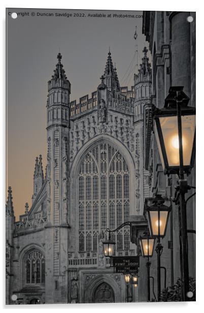 Bath Abbey colorized evening Acrylic by Duncan Savidge