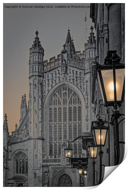 Bath Abbey colorized evening Print by Duncan Savidge